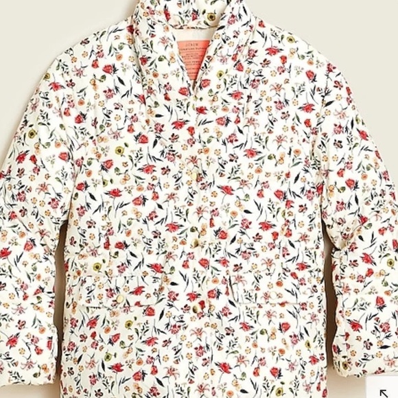 J Crew Signature Puffer Coat Floral - Picture 2 of 3